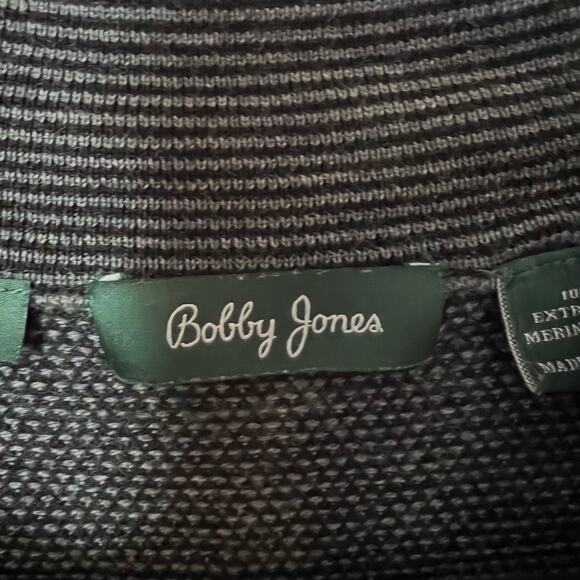 Bobby Jones Black and Grey Quarter Zip Merino Wool Sweater SZ L - Picture 5 of 6